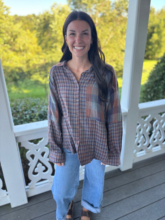 Navy + Brown Flannel