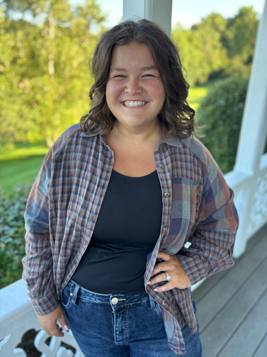 Navy + Brown Flannel