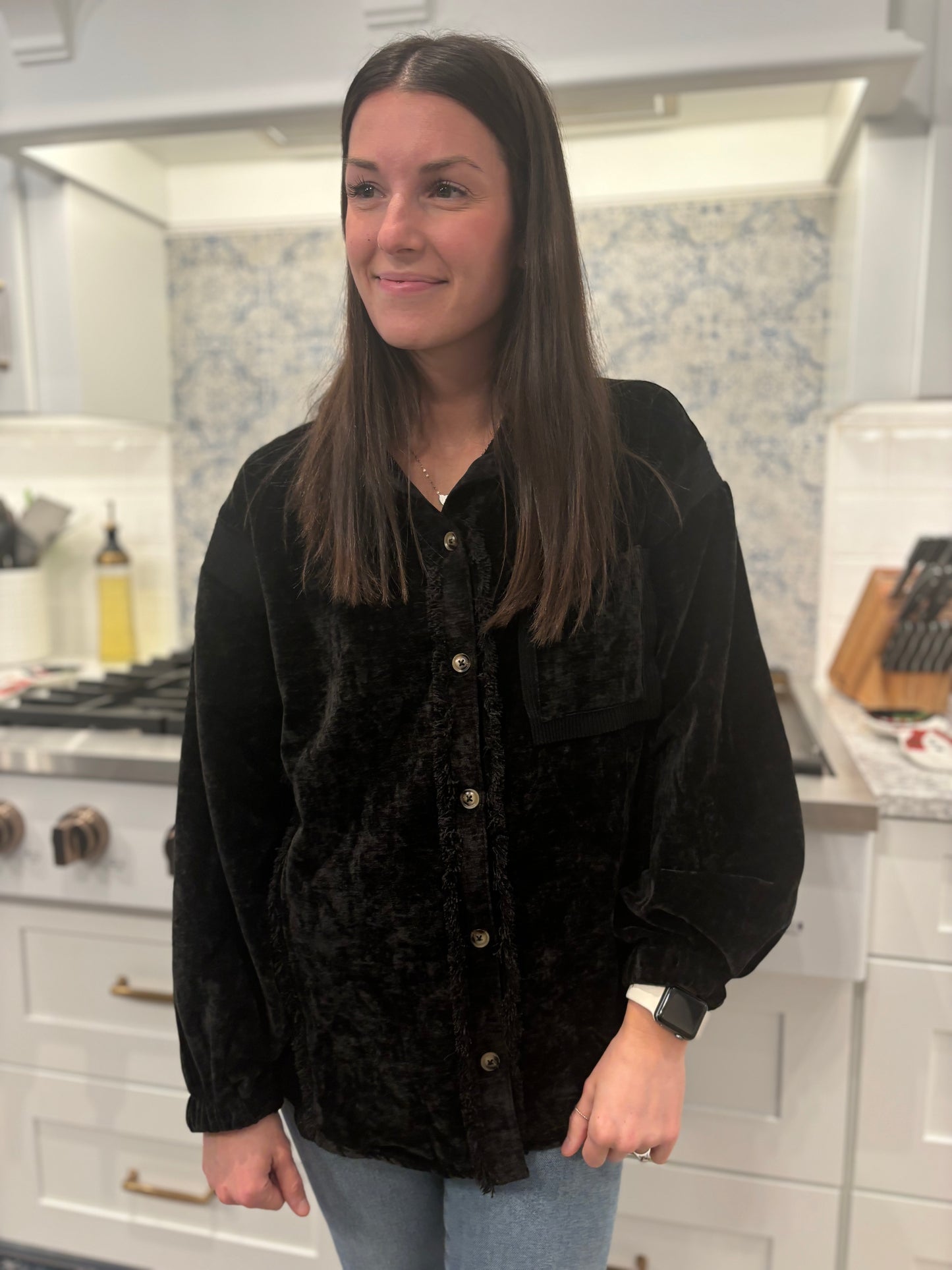 Black Button Down Shacket