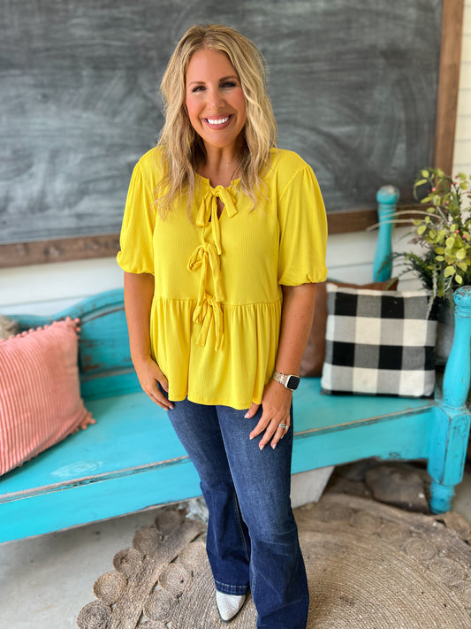 Lemon Baby Bow Top