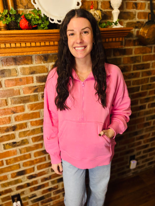 Candy Pink Half Zip