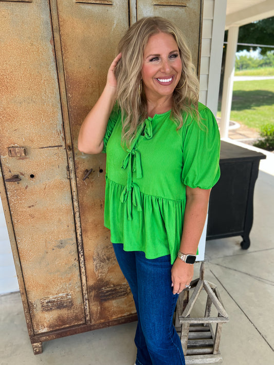 Green Baby Bow Top