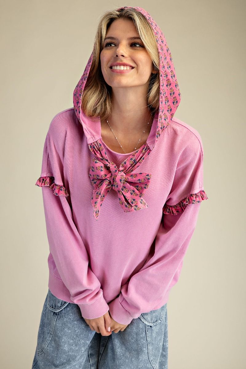 Dirty Pink Bow Hoodie