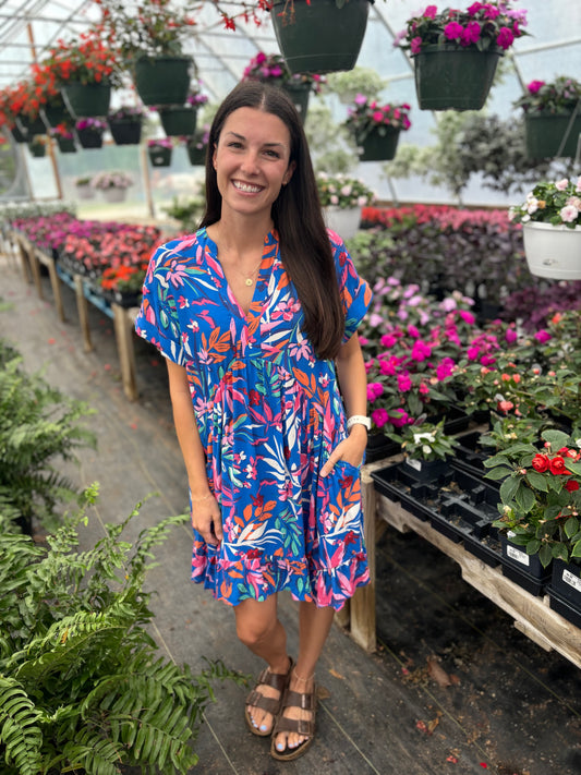 Royal Blue Floral Dress