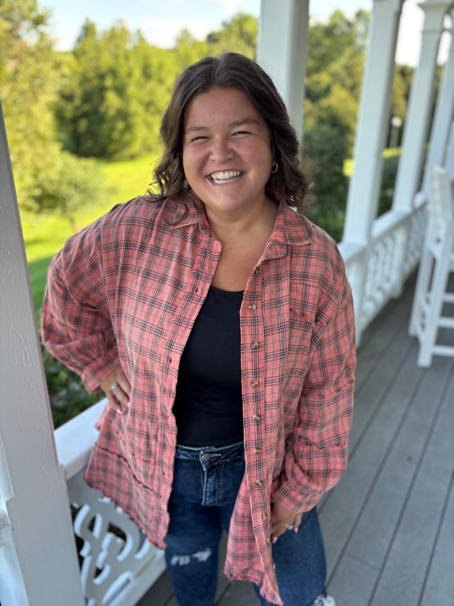 Coral Mineral Washed Flannel